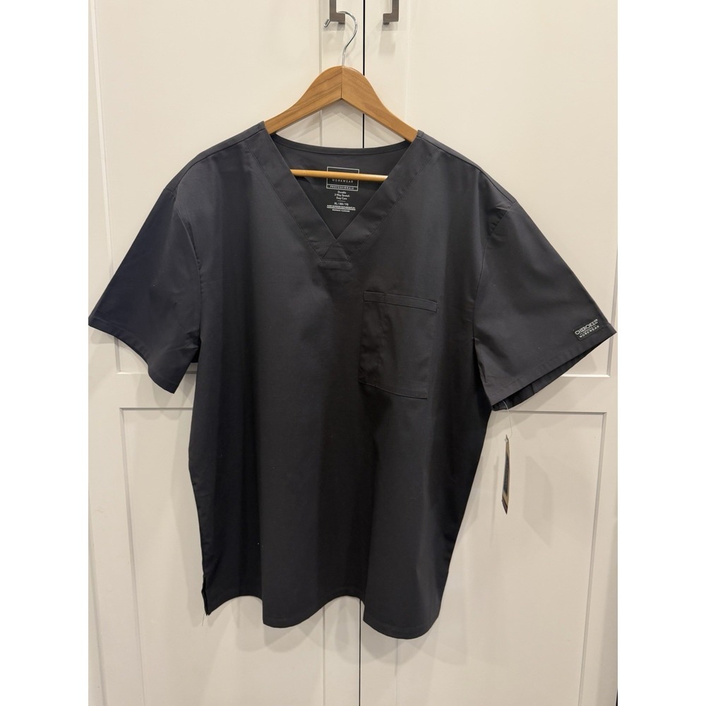 Cherokee Workwear Unisex Grey Short Sleeve V-Neck Scrub Top Size 3XL NWT WW644